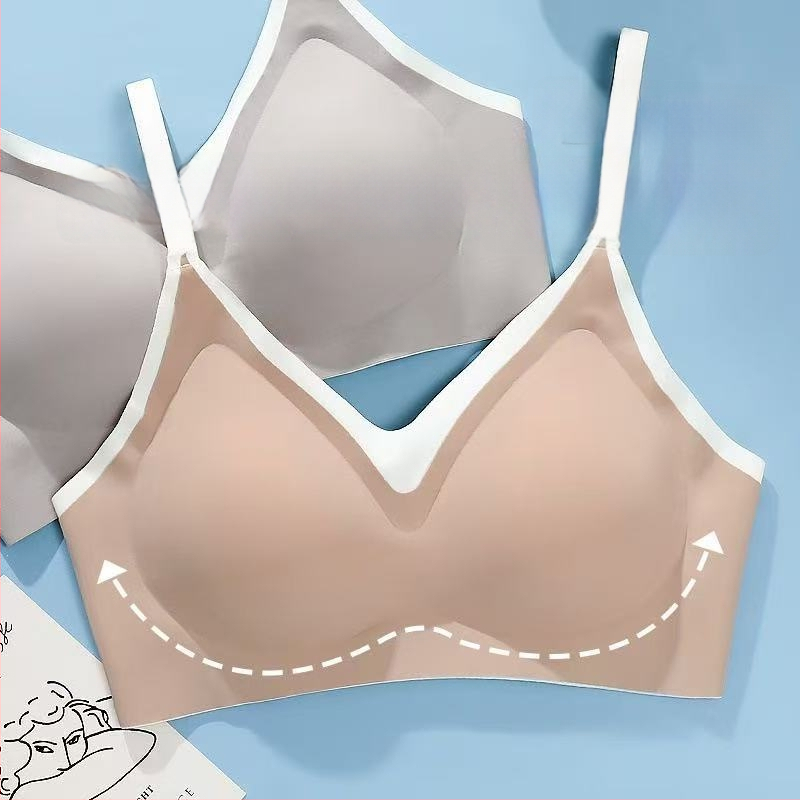 Bezvadu, bezšuvju krūšturis ar kontrastējošām siksniņām, 3/4 kausi, plānas formēšanas kausi, aizmugures triju rindu aizdare, neilona audums, elpojošs, pacel un veido muguru