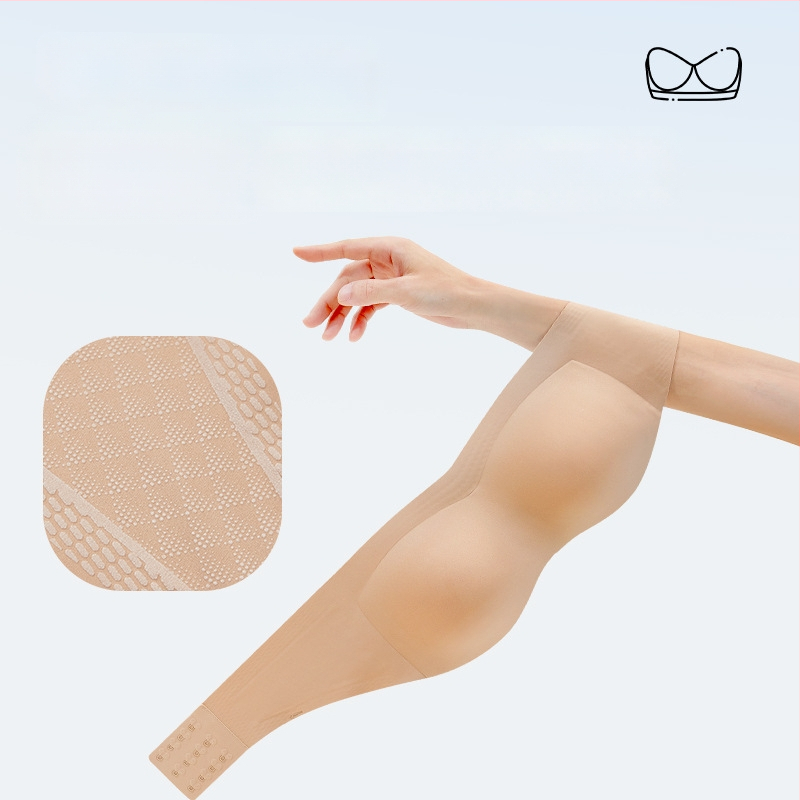 Neredzamais bezšuvju krūšturis ar pretslīdēšanas funkciju, bez muguras, no vienas daļas, noņemamas dubultās siksnas, pilnas kauss, plānas veidotas kauss, neilons ar spandeksa oderi