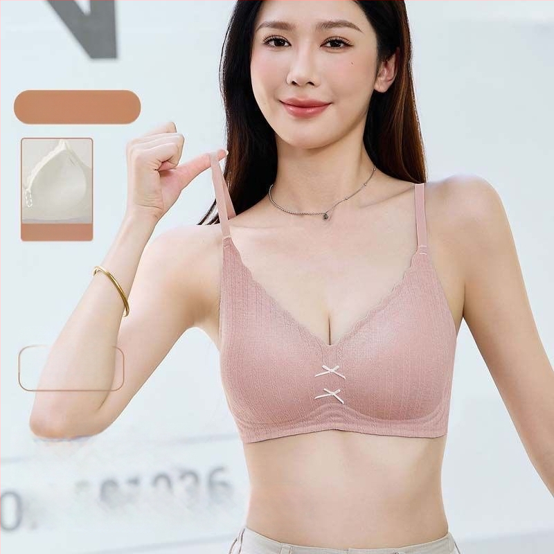 Σουτιέν χωρίς ραφές με φιόγκο σε πουά μοτίβο – νάιλον, 3/4 Κούπα, μορφοποιημένο Κύπελλο (λεπτό πάνω, παχύτερο κάτω), ανυψωτική στήριξη