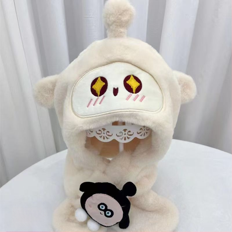 Детска качулка-шал с ушна защита, пухена изкуствена зайчева козина, бродирана обработка, есен 2023, за деца 2–4, 4–6 и 8–10 г