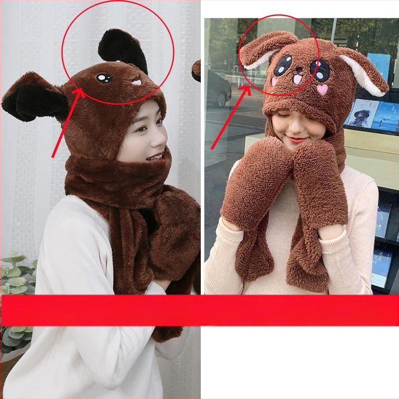 Шапка с ушички заек - зимна, топла и ветроустойчива (материал Shu velvet; куполна върха; защита на врата)