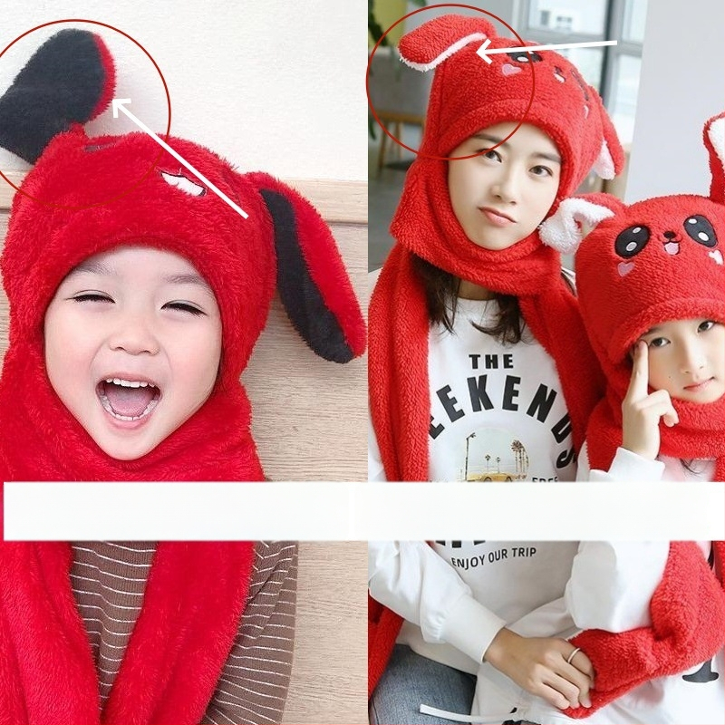 Шапка с ушички заек - зимна, топла и ветроустойчива (материал Shu velvet; куполна върха; защита на врата)