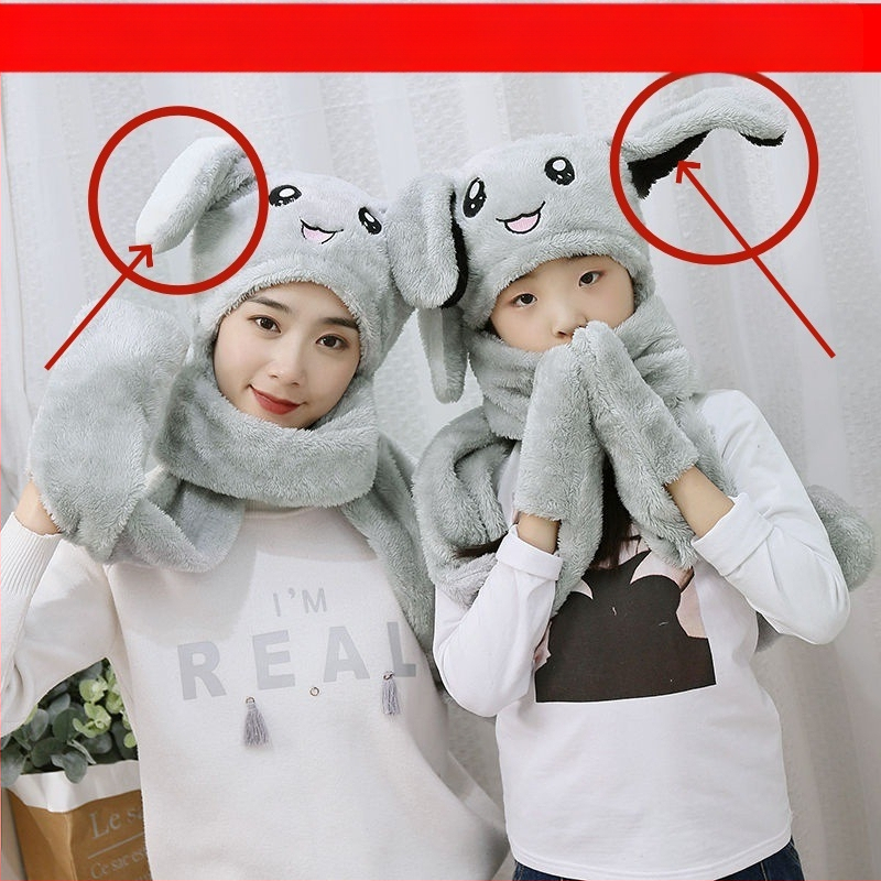 Шапка с ушички заек - зимна, топла и ветроустойчива (материал Shu velvet; куполна върха; защита на врата)