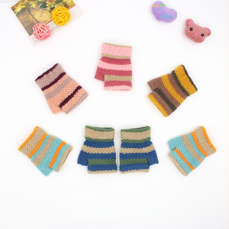 Beebide poole sõrmega kudumiskindad, unisex, triibuline muster, hoiavad sooja, 1–3 aastat, talv–kevad–sügis