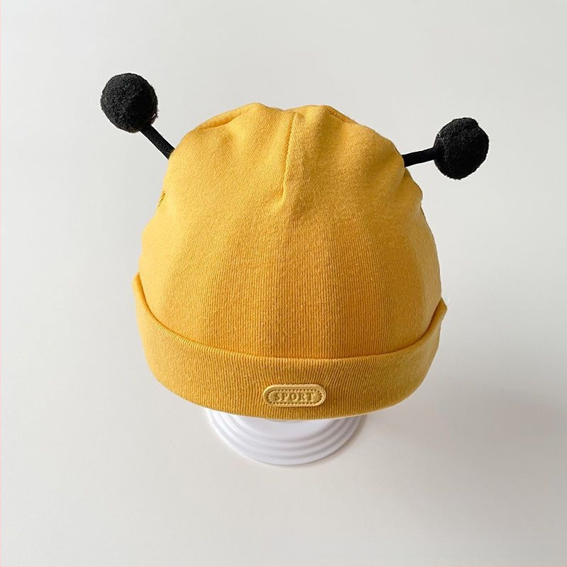 Памучна шапка за новородено, ветроустойчива и дишаща, куполна форма, четири сезона, сладък дизайн с пчела