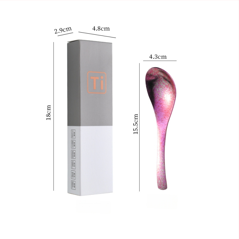 Κουταλάκι από καθαρό τιτάνιο με μοτίβο πάγου-κρυστάλλου και σφυρήλατη υφή, αντιβακτηριακό, μοντέρνος απλός σχεδιασμός για φαγητό και σούπα.