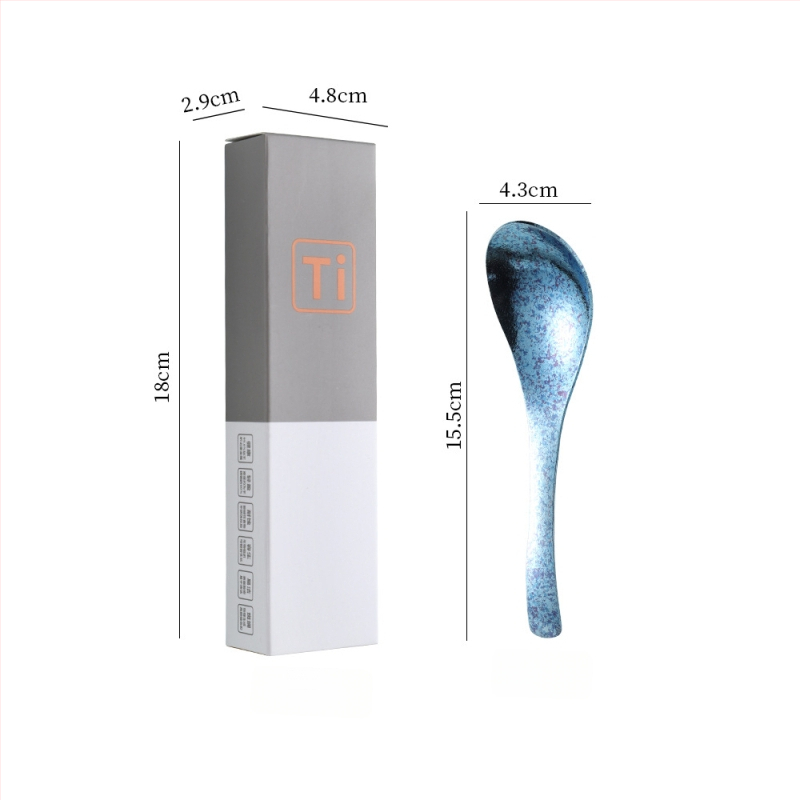 Κουταλάκι από καθαρό τιτάνιο με μοτίβο πάγου-κρυστάλλου και σφυρήλατη υφή, αντιβακτηριακό, μοντέρνος απλός σχεδιασμός για φαγητό και σούπα.