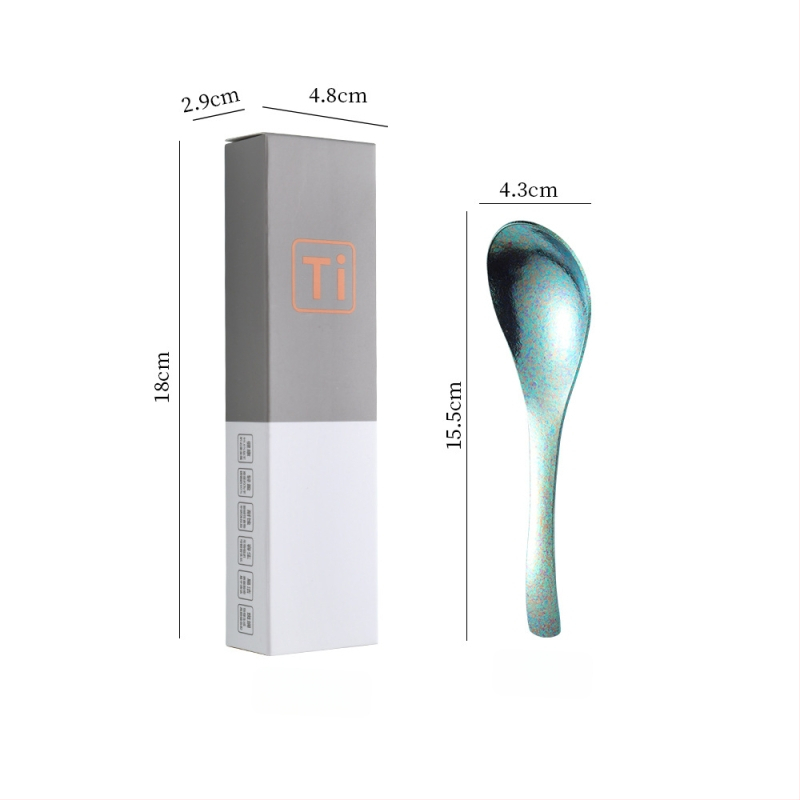 Κουταλάκι από καθαρό τιτάνιο με μοτίβο πάγου-κρυστάλλου και σφυρήλατη υφή, αντιβακτηριακό, μοντέρνος απλός σχεδιασμός για φαγητό και σούπα.