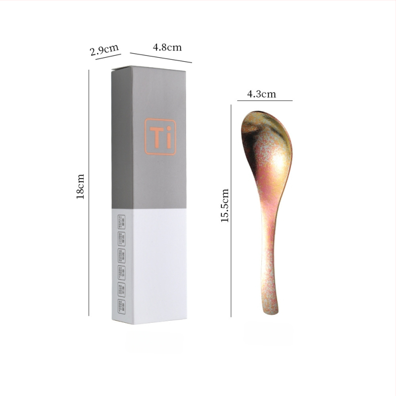 Κουταλάκι από καθαρό τιτάνιο με μοτίβο πάγου-κρυστάλλου και σφυρήλατη υφή, αντιβακτηριακό, μοντέρνος απλός σχεδιασμός για φαγητό και σούπα.