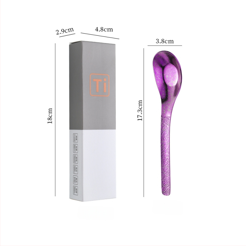 Κουταλάκι από καθαρό τιτάνιο με μοτίβο πάγου-κρυστάλλου και σφυρήλατη υφή, αντιβακτηριακό, μοντέρνος απλός σχεδιασμός για φαγητό και σούπα.