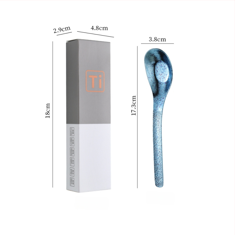Κουταλάκι από καθαρό τιτάνιο με μοτίβο πάγου-κρυστάλλου και σφυρήλατη υφή, αντιβακτηριακό, μοντέρνος απλός σχεδιασμός για φαγητό και σούπα.