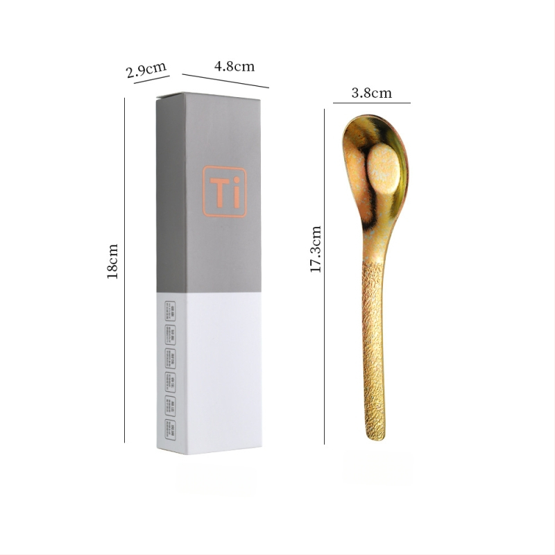 Κουταλάκι από καθαρό τιτάνιο με μοτίβο πάγου-κρυστάλλου και σφυρήλατη υφή, αντιβακτηριακό, μοντέρνος απλός σχεδιασμός για φαγητό και σούπα.