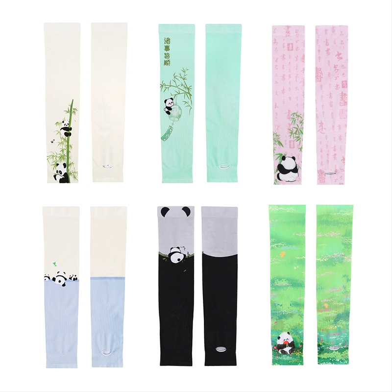 Παιδικά UV μανίκια Ice Silk, Panda σχέδιο, Νάιλον 81-95% περιεχόμενο, Καλοκαίρι 2023, Φρέσκο και γλυκό στυλ
