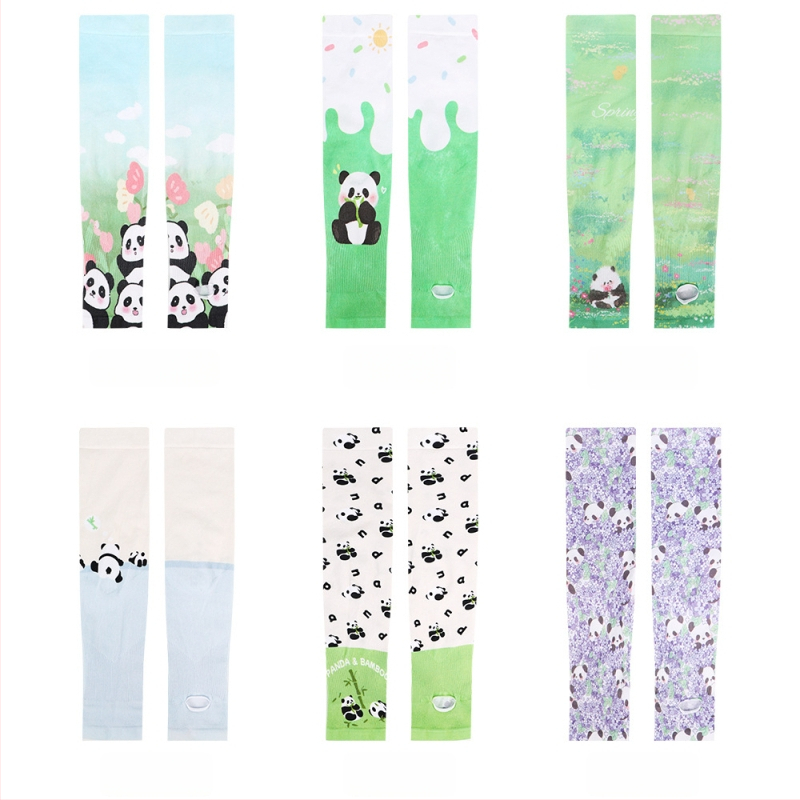 Παιδικά UV μανίκια Ice Silk, Panda σχέδιο, Νάιλον 81-95% περιεχόμενο, Καλοκαίρι 2023, Φρέσκο και γλυκό στυλ