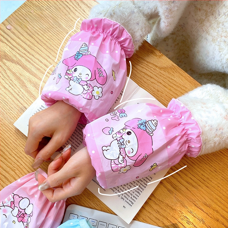 Mergaitėms skirtas rankovių komplektas – princesės karikatūros motyvas, dėmėms atsparus ir vandeniui atsparus, minkštas poliesteris