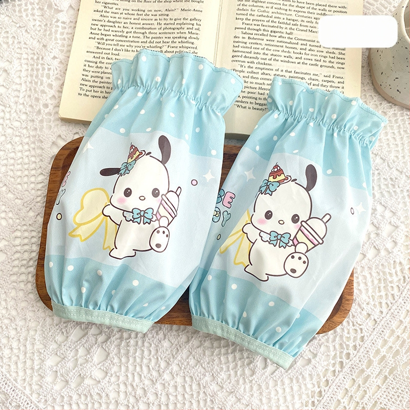 Mergaitėms skirtas rankovių komplektas – princesės karikatūros motyvas, dėmėms atsparus ir vandeniui atsparus, minkštas poliesteris