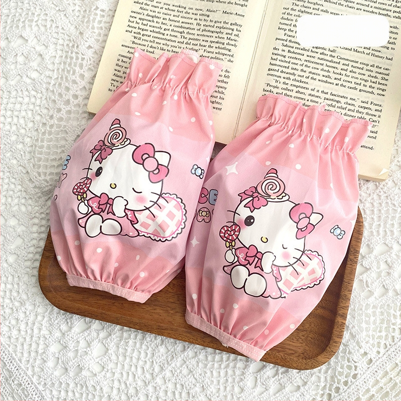 Mergaitėms skirtas rankovių komplektas – princesės karikatūros motyvas, dėmėms atsparus ir vandeniui atsparus, minkštas poliesteris