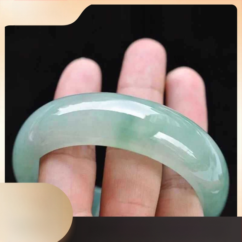 Nefrito apyrankė su ledo vaškinės tekstūros, geometrinė forma, rankų darbo, atskiras įpakavimas, natūralus stilius, unisex