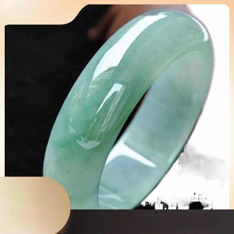 Nefrito apyrankė su ledo vaškinės tekstūros, geometrinė forma, rankų darbo, atskiras įpakavimas, natūralus stilius, unisex