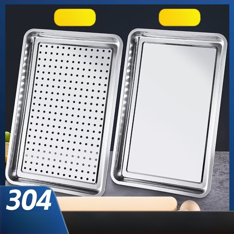 Δίσκος ατμού ρυζιού από ανοξείδωτο ατσάλι, τετράγωνο σχήμα, επιφάνεια ηλεκτρολυτικής επεξεργασίας, εκτυπωμένο λογότυπο, Νέο κινεζικό στυλ