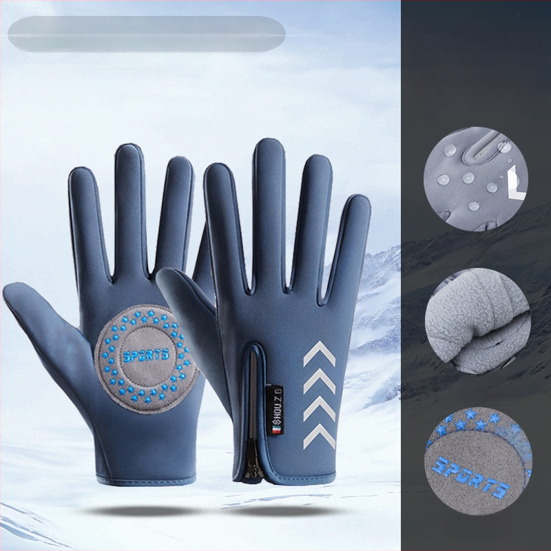 Vaikų žiemos dviračių pirštinės, poliarinis flisas, unisex, šiltos, atsparios vėjui ir vandeniui, amžius 4–13 metų