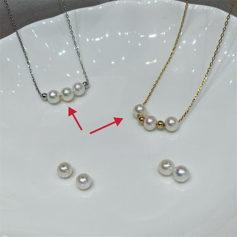 Κολιέ Zhizhen με μαργαριτάρια γλυκού νερού, ασημένιο S925, σχεδόν στρογγυλά μαργαριτάρια, υφαντή τεχνική, αλυσίδα κολάρου για κλείδα