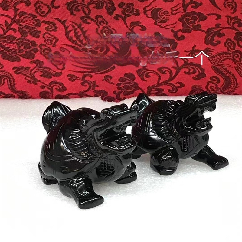 Драконова костенурка от обсидиан, естествен камък, модерен минималистичен декор.