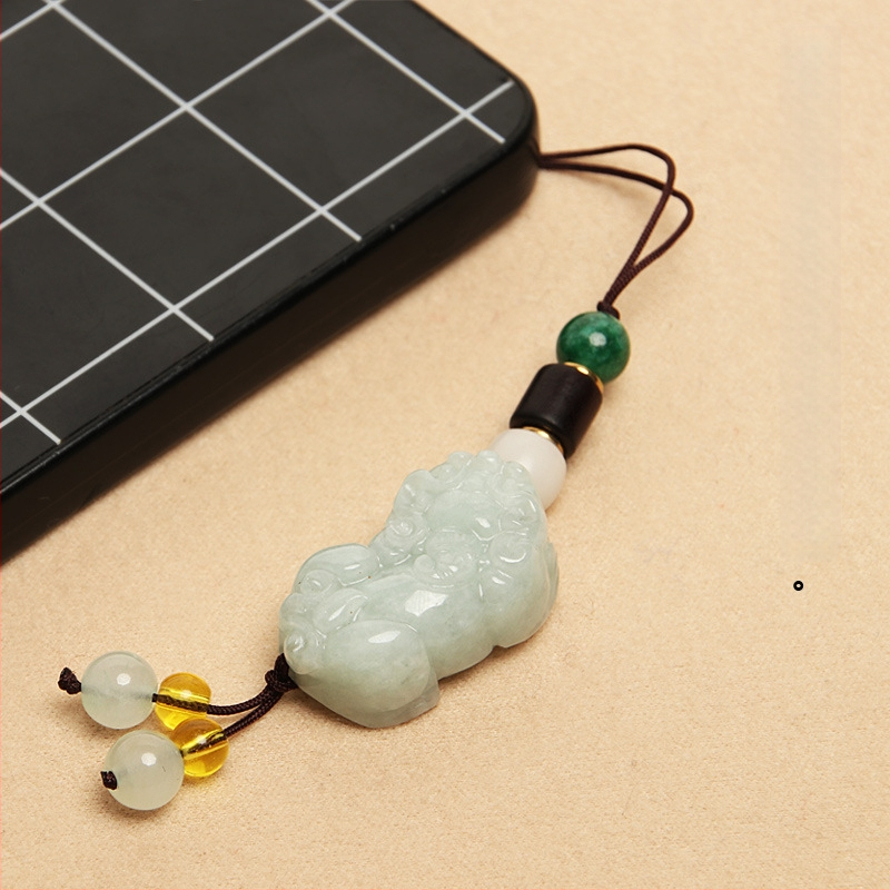 Висулка за телефон с нефрит Pixiu – унисекс, китайски стил, ключодържател с въже, подарък за сватба или рожден ден