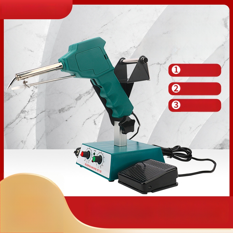 Kāju pedāļa lodēšanas stacija ar pastāvīgu/regulējamu temperatūru un automātisku tinuma padevi, nerūsējošs tērauds, 24V, 80–120W