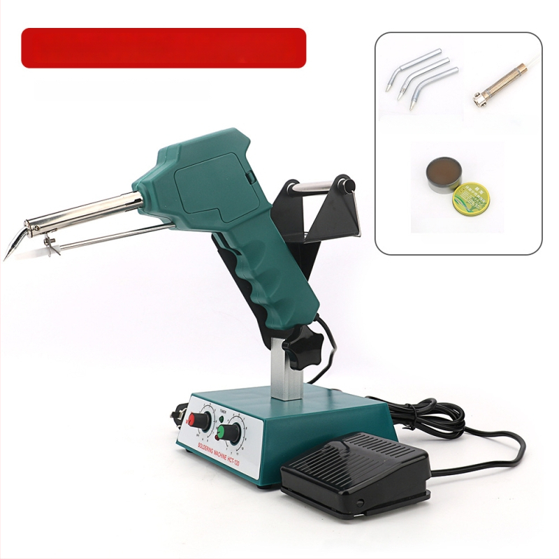 Kāju pedāļa lodēšanas stacija ar pastāvīgu/regulējamu temperatūru un automātisku tinuma padevi, nerūsējošs tērauds, 24V, 80–120W