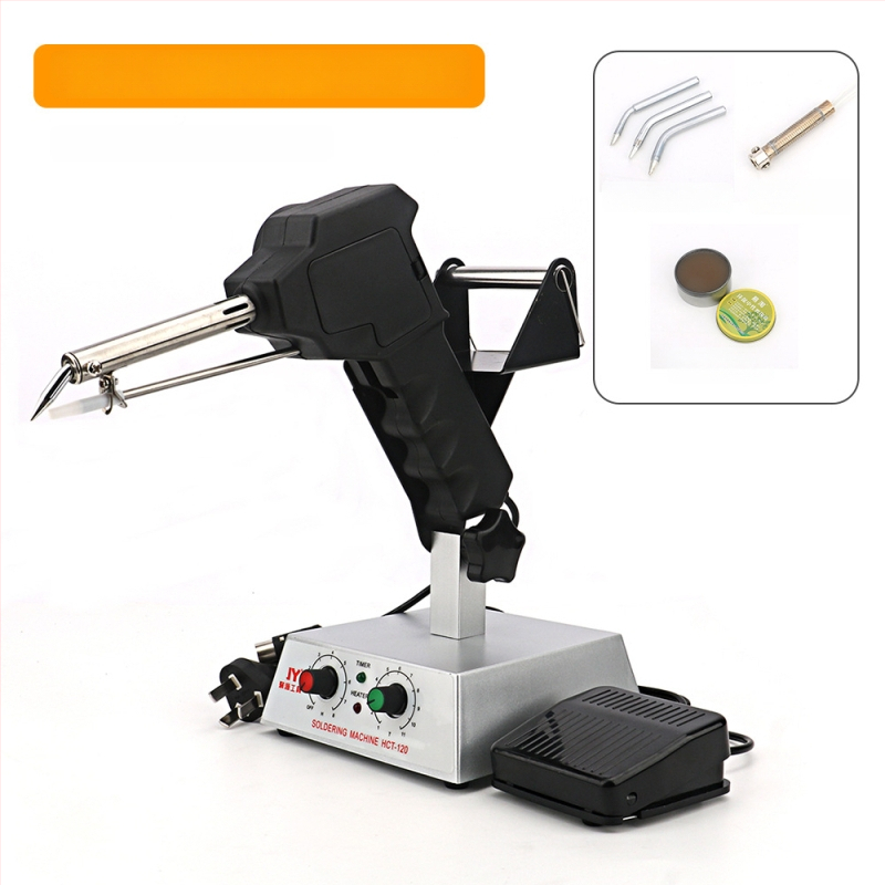 Kāju pedāļa lodēšanas stacija ar pastāvīgu/regulējamu temperatūru un automātisku tinuma padevi, nerūsējošs tērauds, 24V, 80–120W