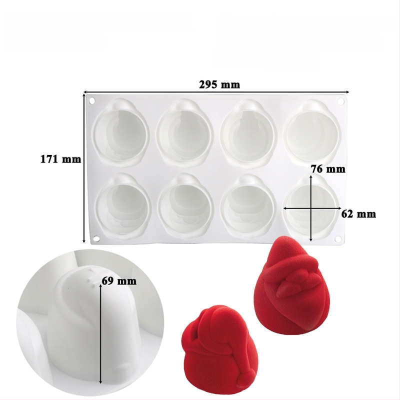 Silikoninė tortų forma, 6 dalių komplektas Kalėdų eglutės mousse tortams, netolygi forma