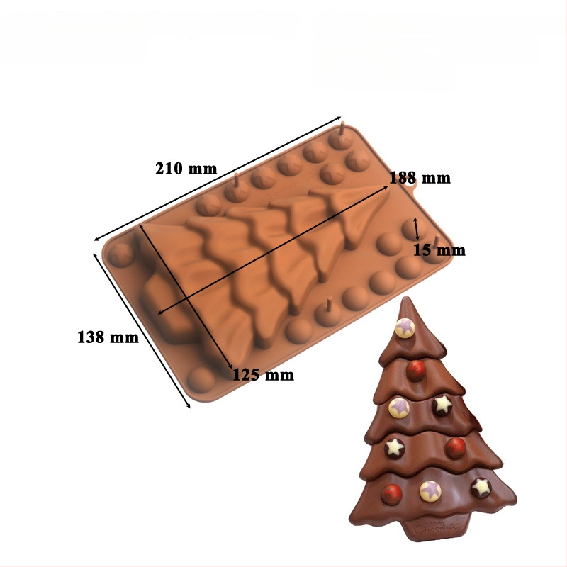 Silikoninė tortų forma, 6 dalių komplektas Kalėdų eglutės mousse tortams, netolygi forma