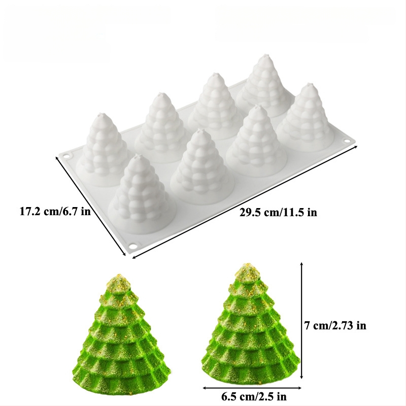Silikoninė tortų forma, 6 dalių komplektas Kalėdų eglutės mousse tortams, netolygi forma