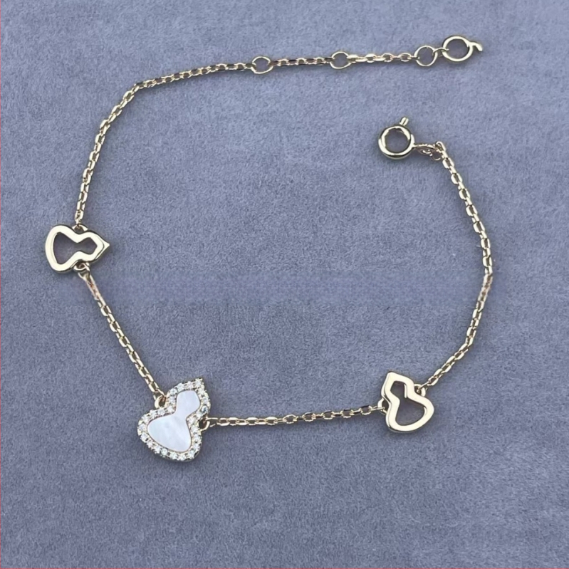 Гривна с форма на тиква от позлатена медна основа, ахат и малахит, 18K розово злато покритие, за жени