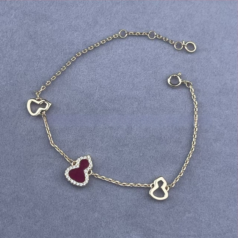 Гривна с форма на тиква от позлатена медна основа, ахат и малахит, 18K розово злато покритие, за жени