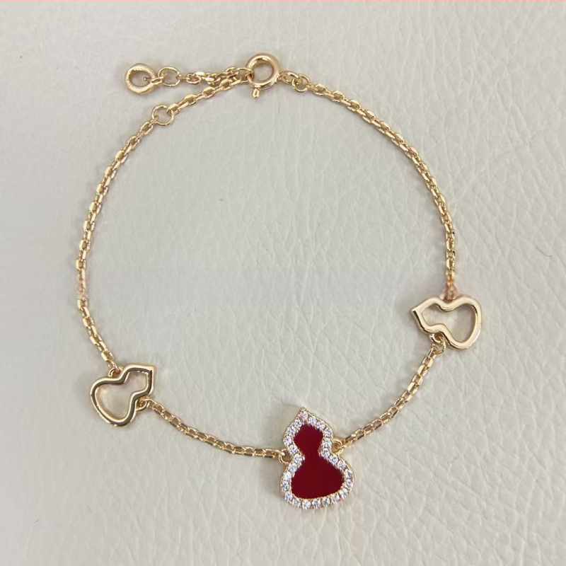 Гривна с форма на тиква от позлатена медна основа, ахат и малахит, 18K розово злато покритие, за жени