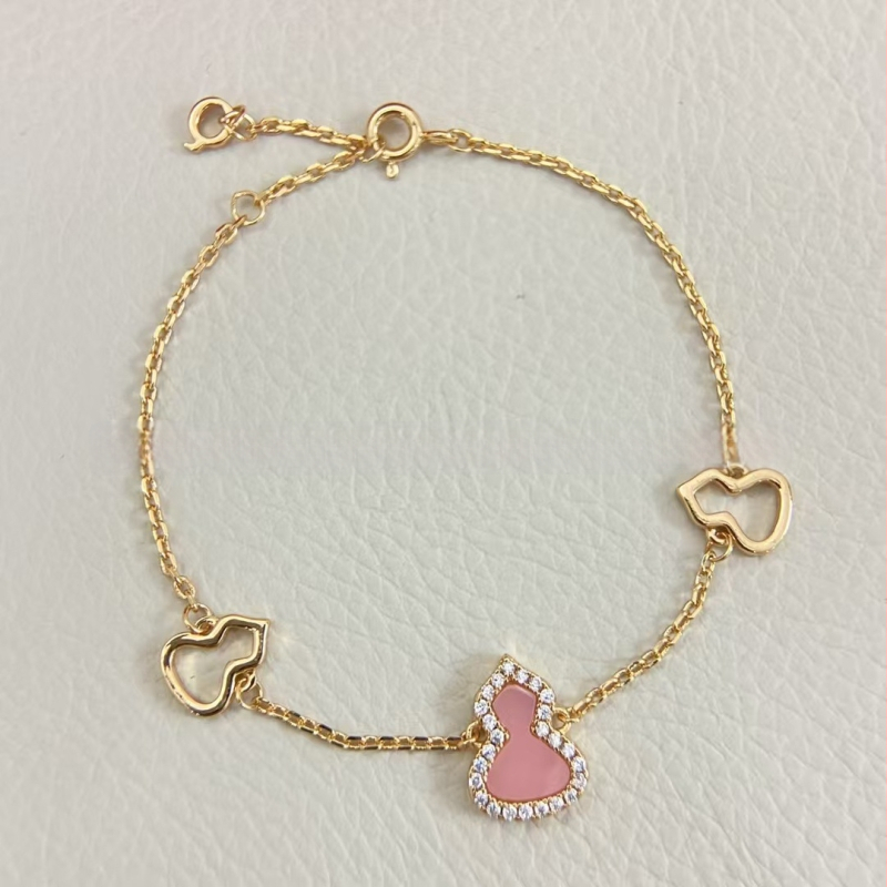 Гривна с форма на тиква от позлатена медна основа, ахат и малахит, 18K розово злато покритие, за жени