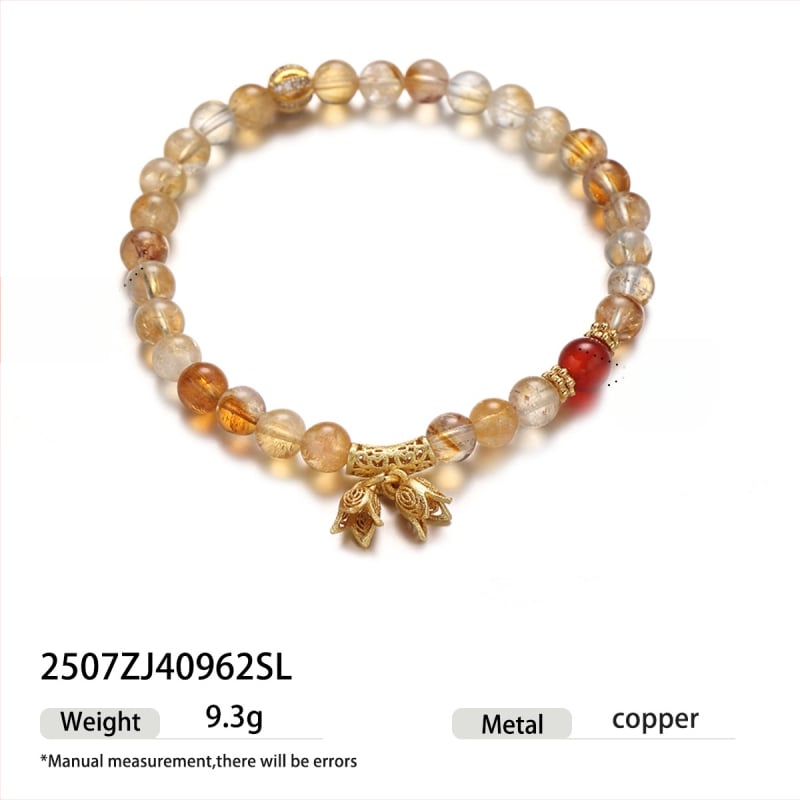 Гривна с мъниста от цитрин, геометрични кристали, електроплатиране, дамски стил