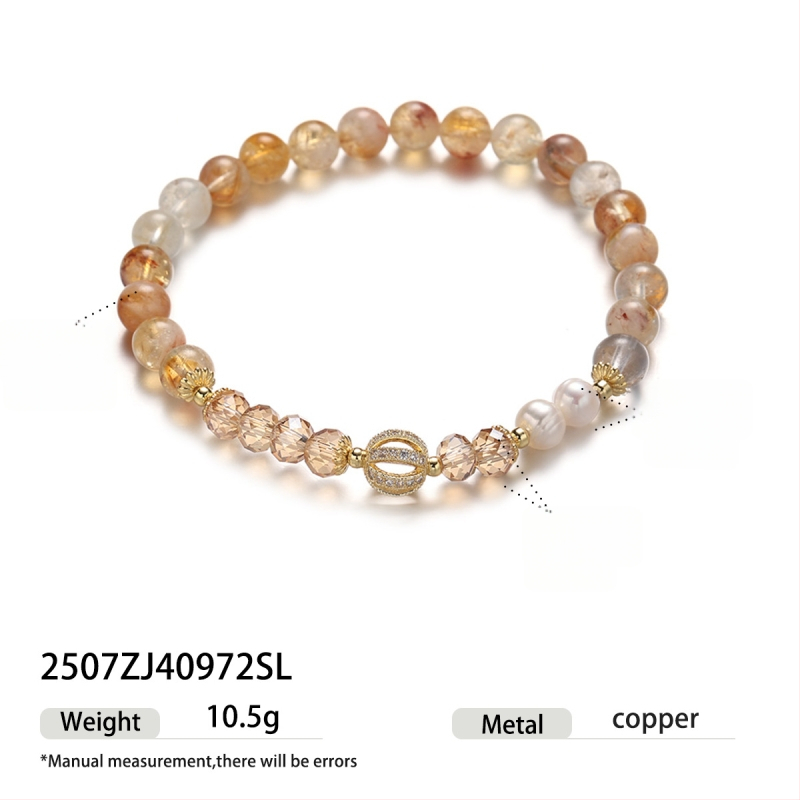 Гривна с мъниста от цитрин, геометрични кристали, електроплатиране, дамски стил