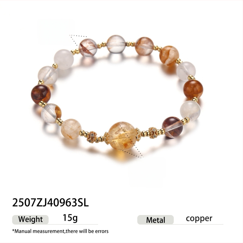 Гривна с мъниста от цитрин, геометрични кристали, електроплатиране, дамски стил