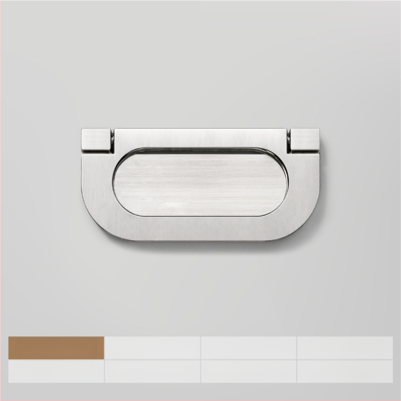 Plakana slēpta roktura no cinka sakausējuma piemērota skapja durvīm un atvilktnēm, anodizēts pārklājums, moderns minimālisms