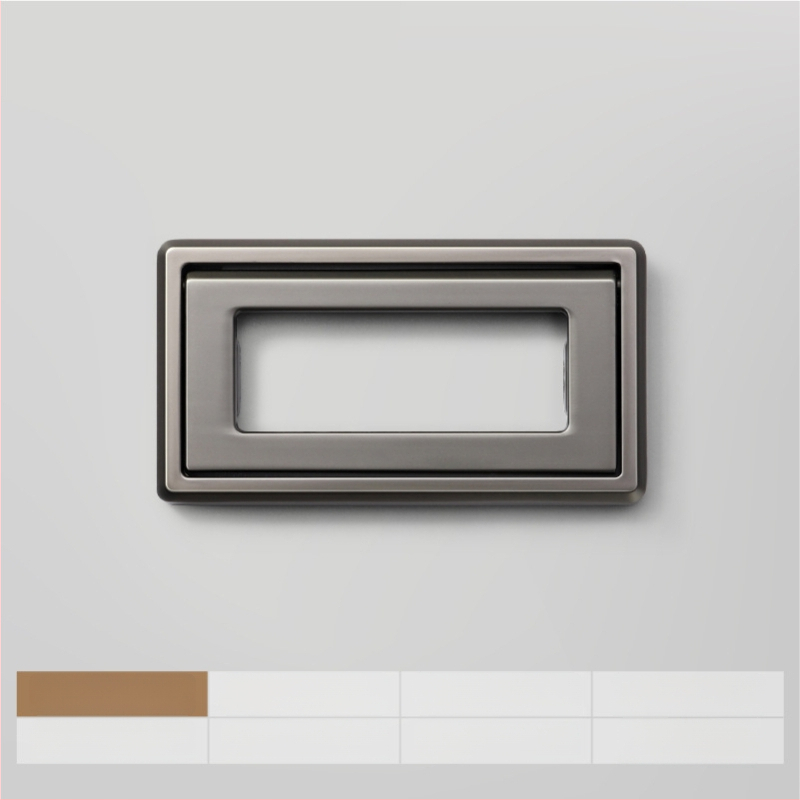 Plakana slēpta roktura no cinka sakausējuma piemērota skapja durvīm un atvilktnēm, anodizēts pārklājums, moderns minimālisms