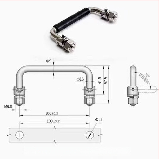 LS506 сгъваема дръжка за шкаф, 304 неръждаема стомана, хромирано покритие, повърхностно монтиране, за врата на шкаф