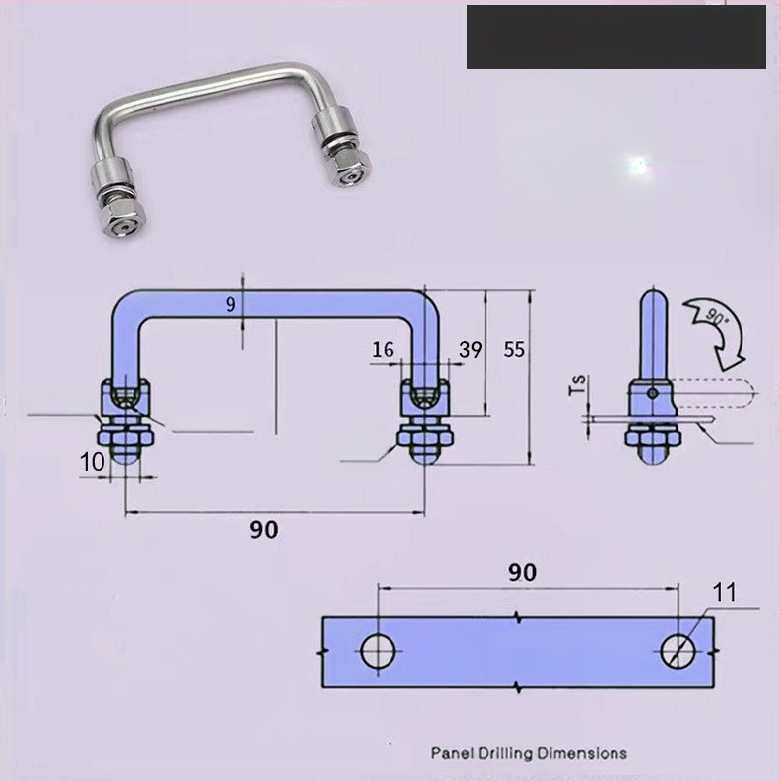 LS506 сгъваема дръжка за шкаф, 304 неръждаема стомана, хромирано покритие, повърхностно монтиране, за врата на шкаф