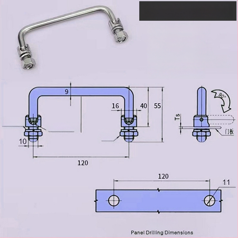 LS506 сгъваема дръжка за шкаф, 304 неръждаема стомана, хромирано покритие, повърхностно монтиране, за врата на шкаф