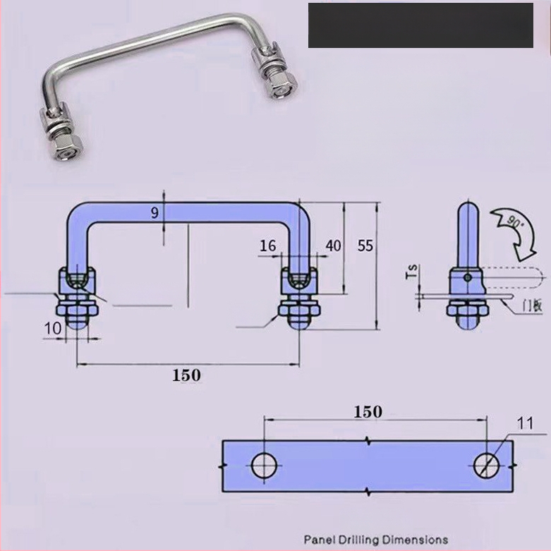 LS506 сгъваема дръжка за шкаф, 304 неръждаема стомана, хромирано покритие, повърхностно монтиране, за врата на шкаф