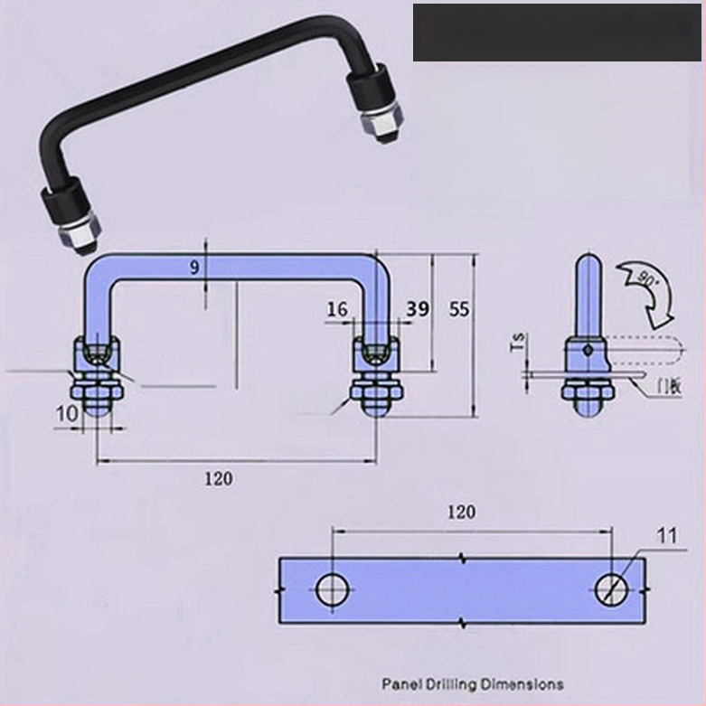 LS506 сгъваема дръжка за шкаф, 304 неръждаема стомана, хромирано покритие, повърхностно монтиране, за врата на шкаф