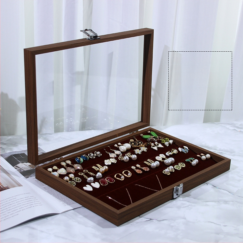 Κουτί αποθήκευσης κοσμημάτων με βάση επίδειξης για σκουλαρίκια, καρφάκια, κολιέ και δαχτυλίδια – Προστασία σκόνης, Μεγάλη χωρητικότητα, Υλικό: Χαρτί, Αγροτικό στυλ