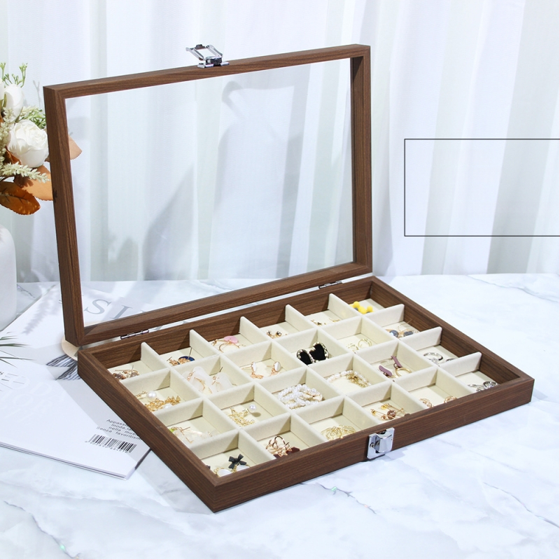 Κουτί αποθήκευσης κοσμημάτων με βάση επίδειξης για σκουλαρίκια, καρφάκια, κολιέ και δαχτυλίδια – Προστασία σκόνης, Μεγάλη χωρητικότητα, Υλικό: Χαρτί, Αγροτικό στυλ